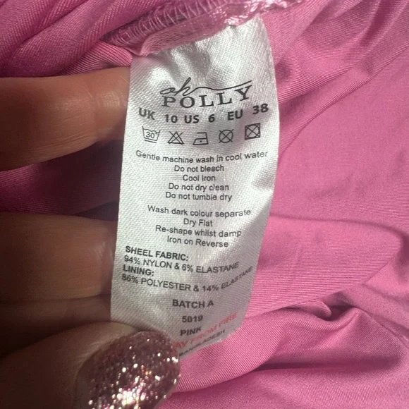 NWT Oh Polly Yara Hot Pink Long Sleeve Ruched Mini Bodycon Dress 6 - Picture 11 of 11